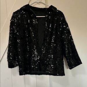 Vintage Black sequins Wool Jacket for your next elegant event. 3-4 sleeve